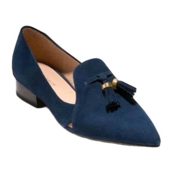 NEW! Cole Haan Women's Vanya Tassel Flat Elegant Navy Loafers Preppy Sz 7B $170 - Picture 1 of 14
